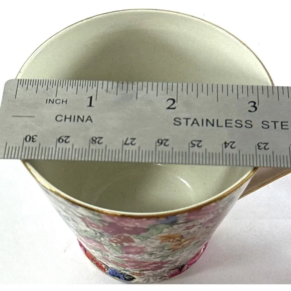 BCM Nelson Ware Chintz Floral Teacup & Saucer England Pink Blue Gold Trim